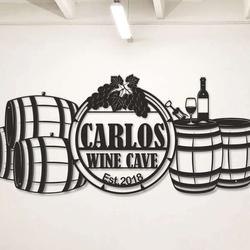personalized wine cave metal sign wine cellar home decor custom name and est gift for wine lover vineyard sign 1