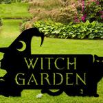 personalized witch and black cat magical herb garden decorative custom metal sign 0