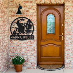 personalized witch halloween metal sign haunted house sign halloween decoration for home 1
