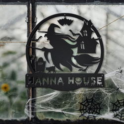 personalized witch halloween metal sign haunted house sign halloween decoration for home 2
