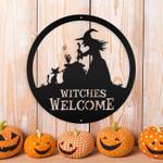 personalized witches welcome metal sign witchy halloween decoration for home 0