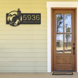 personalized wolf howling mountain scene address sign custom metal signs 1