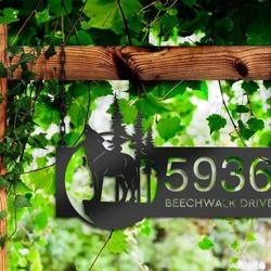 personalized wolf howling wild life mountain forest address sign house number plaque custom metal sign 1