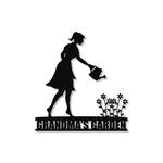 personalized woman watering garden decorative custom metal sign 0