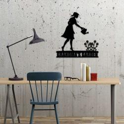 personalized woman watering garden decorative custom metal sign 3