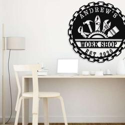 personalized workshop metal sign garage sign man cave decor birthday gifts 1