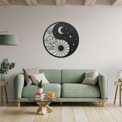 personalized yin yang sun and moon meditation room yoga studio home decor custom metal sign 3