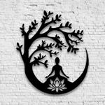 personalized yoga buddha tree buddhist yoga studio home decor custom metal sign 0