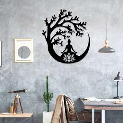 personalized yoga buddha tree buddhist yoga studio home decor custom metal sign 1