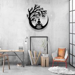 personalized yoga buddha tree buddhist yoga studio home decor custom metal sign 2