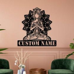 personalized yoga girl mandala sign yoga studio home decor custom metal sign 2