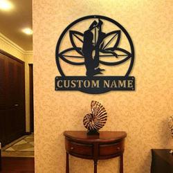personalized yoga meditation lotus sign yoga studio home decor custom metal sign 1