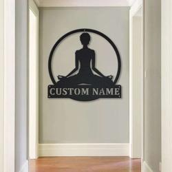 personalized yoga meditation sign yoga studio home decor custom metal sign 1