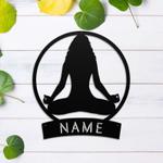personalized yoga meditation yogi wall art lotus pose yoga studio home decor custom metal sign 0