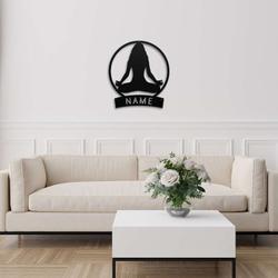 personalized yoga meditation yogi wall art lotus pose yoga studio home decor custom metal sign 1