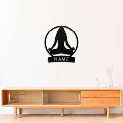 personalized yoga meditation yogi wall art lotus pose yoga studio home decor custom metal sign 2