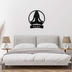 personalized yoga meditation yogi wall art lotus pose yoga studio home decor custom metal sign 3
