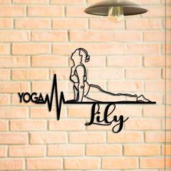 personalized yoga studio heartbeat business sign yoga studio home decor custom metal sign 1