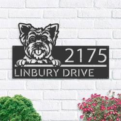 personalized yorkshire dog cute puppy address sign house number plaque custom metal sign 1
