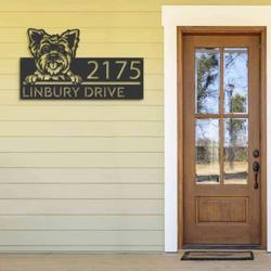 personalized yorkshire dog cute puppy address sign house number plaque custom metal sign 2