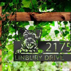 personalized yorkshire dog cute puppy address sign house number plaque custom metal sign 3