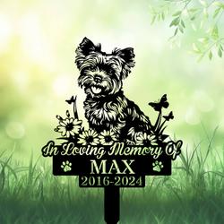 personalized yorkshire terrier grave marker custom dog memorial stake for garden or pet cemetery 1