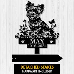 personalized yorkshire terrier grave marker custom dog memorial stake for garden or pet cemetery 2