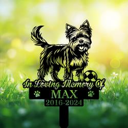 Personalized Yorkshire Terrier Grave Marker Custom Playful Dog Memorial Stake for Pet Loss Tribute