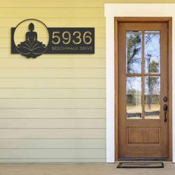 personalized zen lotus buddha address sign house number plaque custom metal sign 2