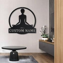 personalzied yoga meditation metal sign decor room gift for yoga lover 1