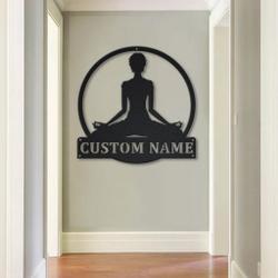 personalzied yoga meditation metal sign decor room gift for yoga lover 2