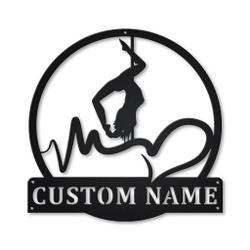 Pole Dance Metal Wall Art Personalized Metal Name Signs Home Decor Sport Lovers Gifts