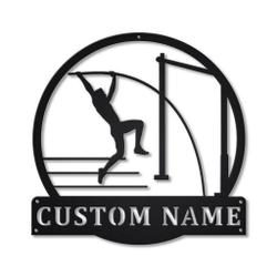 Pole Vault Sport Metal Wall Art Personalized Metal Name Signs Home Decor Sport Lovers Gifts