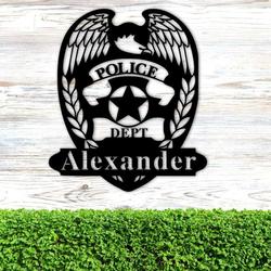 police officer gift personalized metal signs cop name sign sheriff deputy sign thin blue line blue lives matter 3