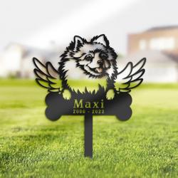 Pomeranian Dog Grave Marker Garden Stakes Dog Memorial Gift Cemetery Decor