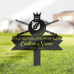 pool billiard snooker grave marker memorial sign with stake sympathy gifts for loss of loved one custom metal signs 3