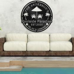 pool signs poolside paradise oasis pool entryway sign new pool gift custom metal signs 1