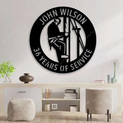 power lineman personalized metal wall art electrician anniversary retirement gift custom metal sign 1