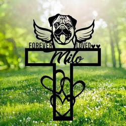 Pug Dog Grave Marker Garden Stakes Forever Loved Dog Memorial Gift Cemetery Decor
