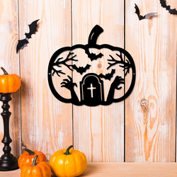 pumpkin halloween cemetery metal sign graveyard signs halloween decoration for home 1