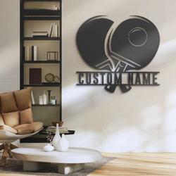 racket table tennis player ping pong sign custom metal sign 1