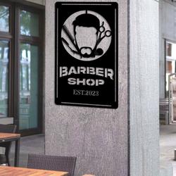 retro barber shop hair stylist business custom metal signs 1