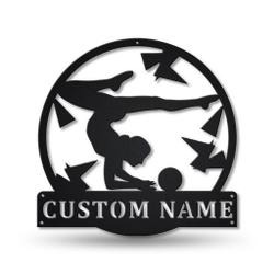 Rhythmic Gymnastics Ball Metal Wall Art Personalized Metal Name Signs Home Decor Sport Lovers Gifts