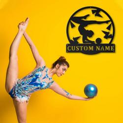rhythmic gymnastics ball metal sign personalized metal name signs home decor sport lovers gifts 3