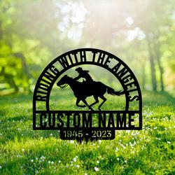riding with the angels grave marker metal garden stakes cowgirl memorial gifts sympathy gifts for loss of loved one 1