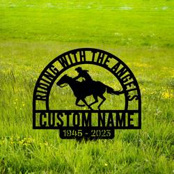 riding with the angels grave marker metal garden stakes cowgirl memorial gifts sympathy gifts for loss of loved one 3