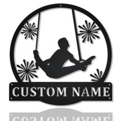 Rings Gymnastics Metal Wall Art Personalized Metal Name Signs Home Decor Sport Lovers Gifts