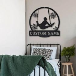 rings gymnastics metal sign personalized metal name signs home decor sport lovers gifts 1
