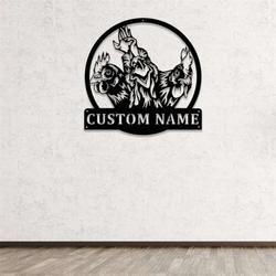 roosters sign chicken farm chicken coop farmhouse personalized metal sign 3