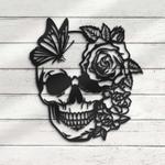 rose sugar skull metal sign butterfly skull signs halloween decoration for home 0